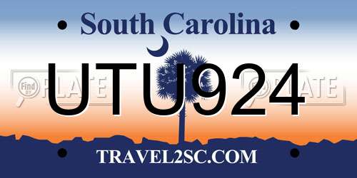 UTU924 South Carolina License Plate