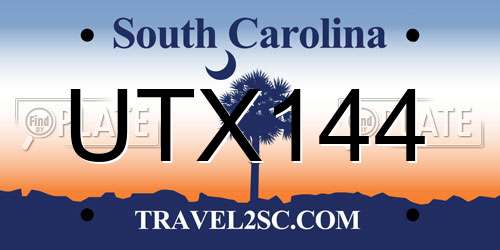 UTX144 South Carolina License Plate