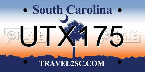 UTX175 South Carolina License Plate
