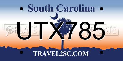 UTX785 South Carolina License Plate