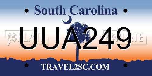 UUA249 South Carolina License Plate
