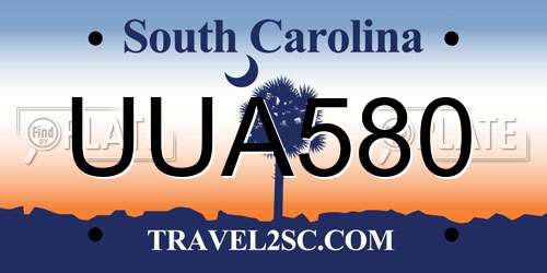 UUA580 South Carolina License Plate