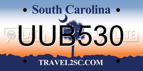 UUB530 South Carolina License Plate