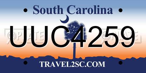 UUC4259 South Carolina License Plate