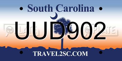 UUD902 South Carolina License Plate