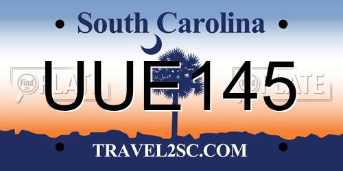 UUE145 South Carolina License Plate