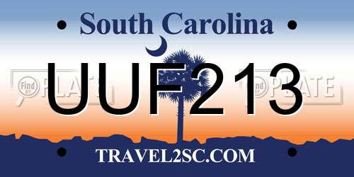 UUF213 South Carolina License Plate