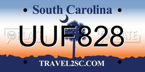 UUF828 South Carolina License Plate