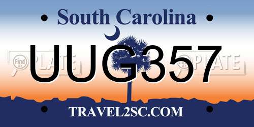 UUG357 South Carolina License Plate