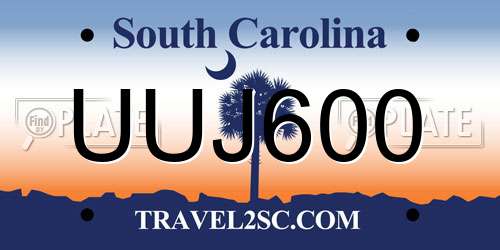 UUJ600 South Carolina License Plate