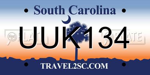 UUK134 South Carolina License Plate