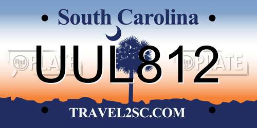 UUL812 South Carolina License Plate