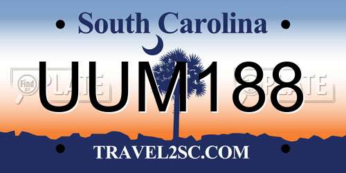UUM188 South Carolina License Plate