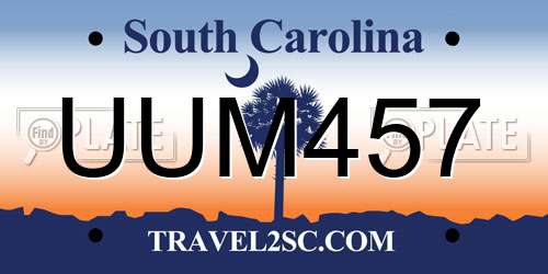 UUM457 South Carolina License Plate