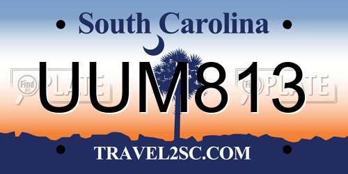UUM813 South Carolina License Plate