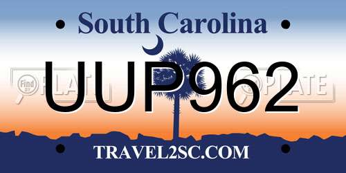 UUP962 South Carolina License Plate