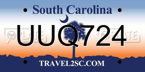 UUQ724 South Carolina License Plate