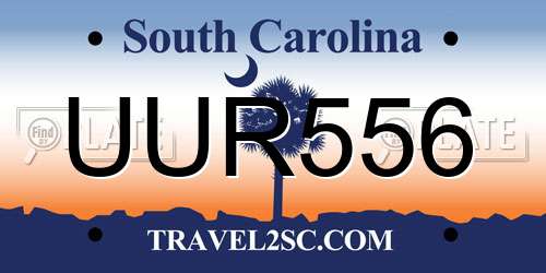 UUR556 South Carolina License Plate