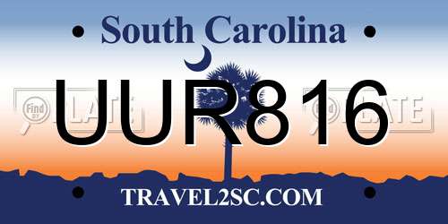 UUR816 South Carolina License Plate