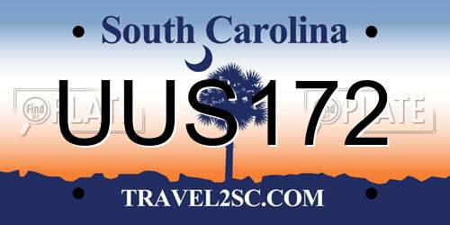 UUS172 South Carolina License Plate