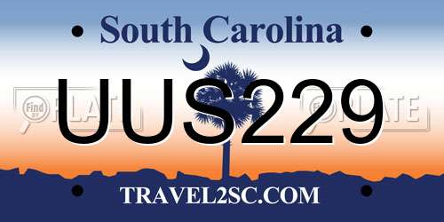 UUS229 South Carolina License Plate