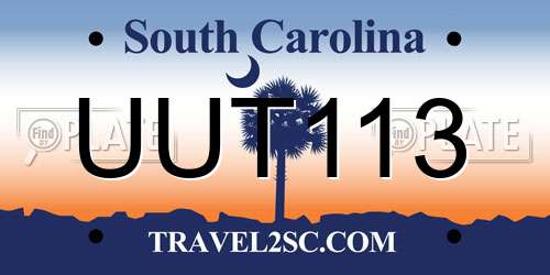 UUT113 South Carolina License Plate