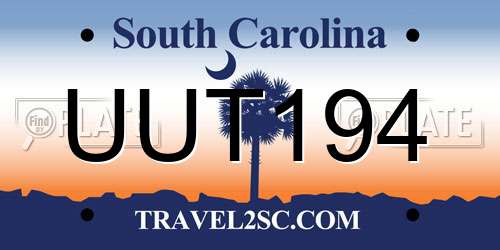 UUT194 South Carolina License Plate