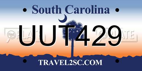 UUT429 South Carolina License Plate
