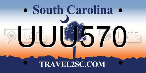 UUU570 South Carolina License Plate