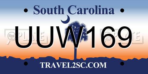 UUW169 South Carolina License Plate