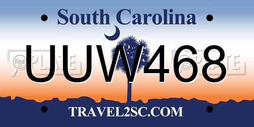 UUW468 South Carolina License Plate