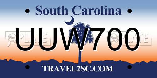 UUW700 South Carolina License Plate