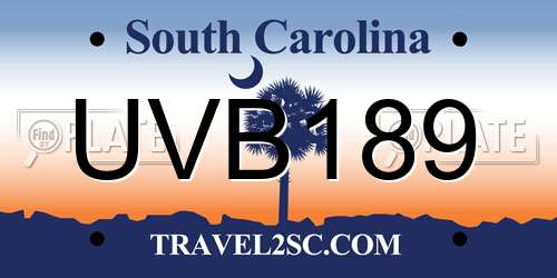 UVB189 South Carolina License Plate