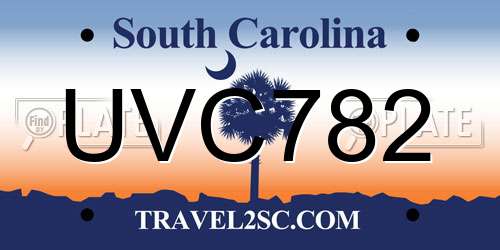 UVC782 South Carolina License Plate