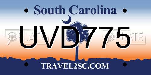 UVD775 South Carolina License Plate