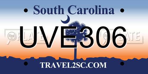 UVE306 South Carolina License Plate