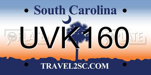 UVK160 South Carolina License Plate