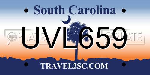 UVL659 South Carolina License Plate