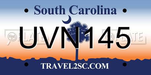 UVN145 South Carolina License Plate