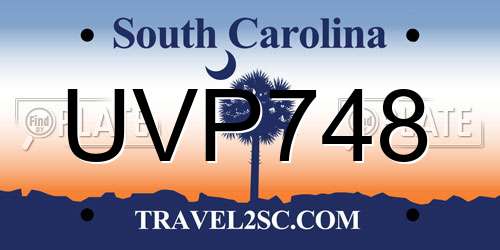 UVP748 South Carolina License Plate
