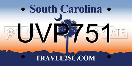 UVP751 South Carolina License Plate