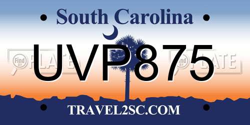 UVP875 South Carolina License Plate