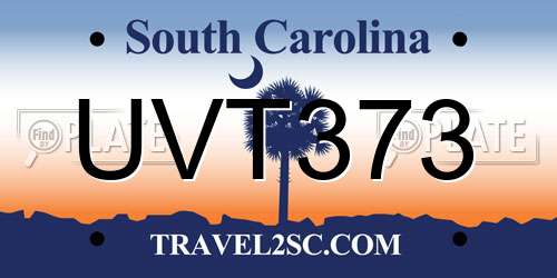 UVT373 South Carolina License Plate