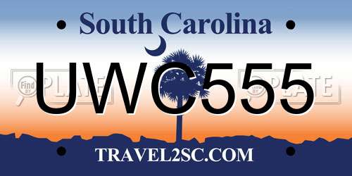 UWC555 South Carolina License Plate