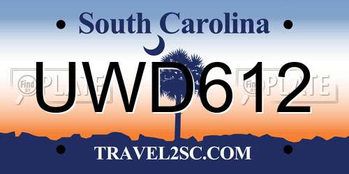 UWD612 South Carolina License Plate