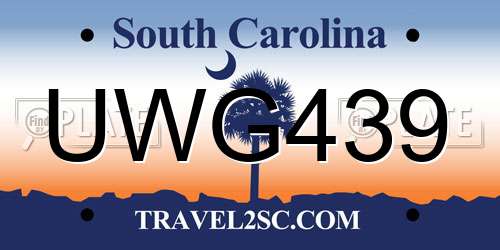 UWG439 South Carolina License Plate