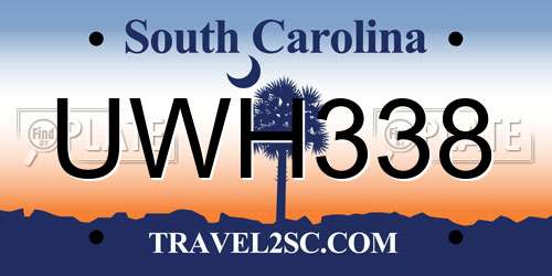 UWH338 South Carolina License Plate