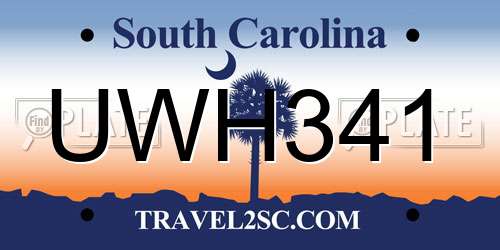 UWH341 South Carolina License Plate