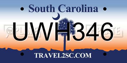 UWH346 South Carolina License Plate