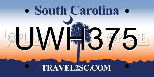 UWH375 South Carolina License Plate